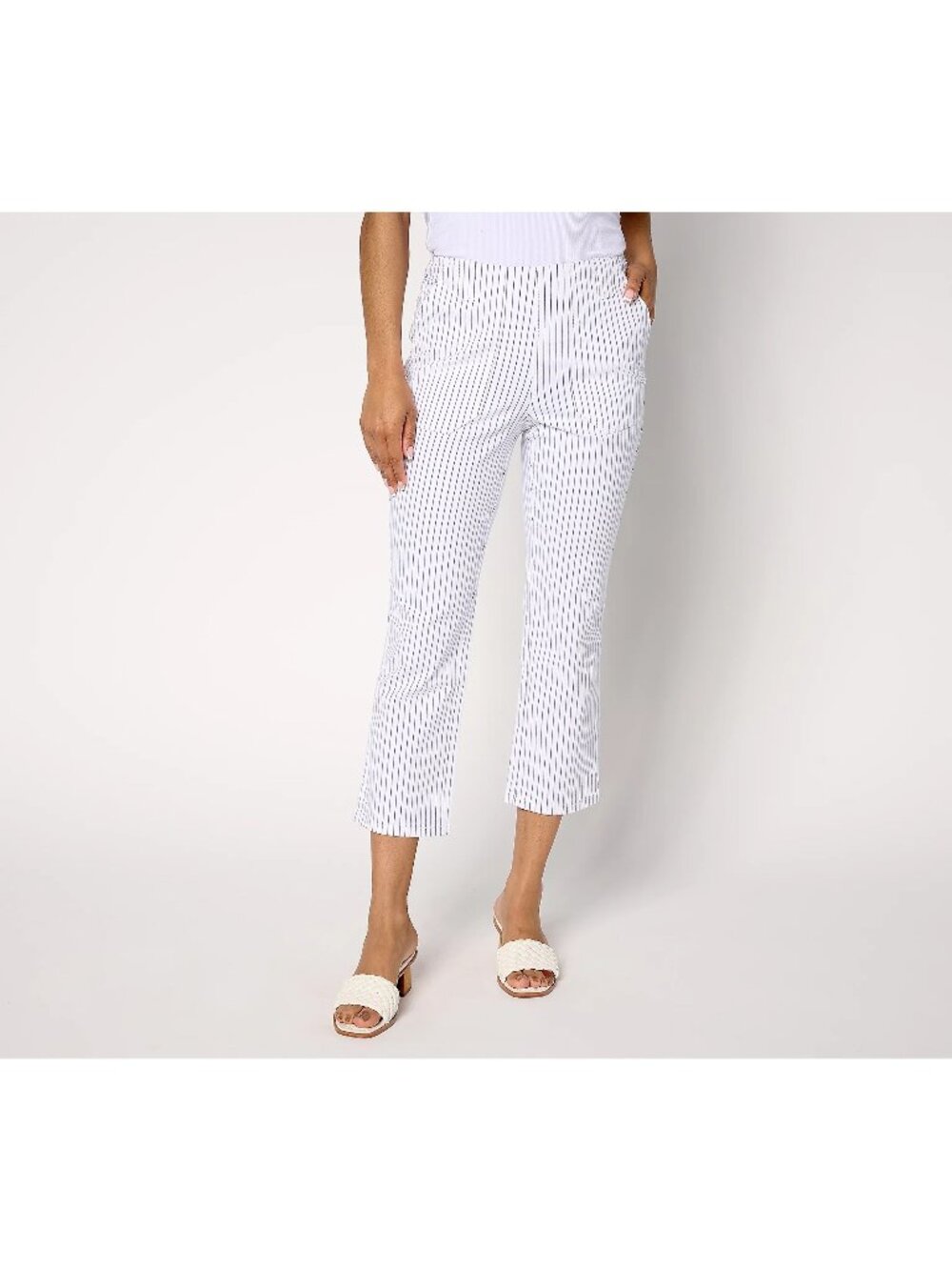 Belle By Kim Gravel Regular Harbor Island Stretch Pinstripe Pant Size 16 Blue